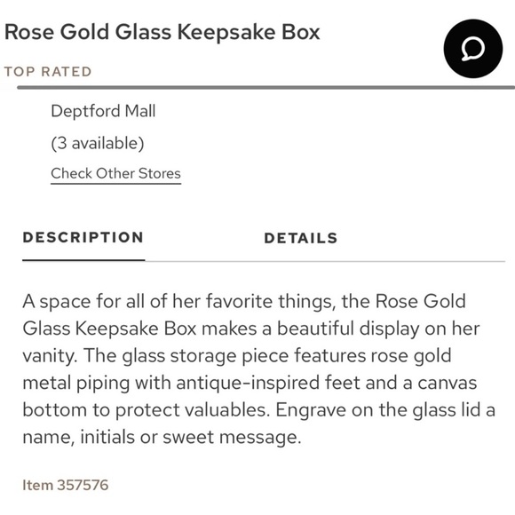 Things Remembered Storage & Organization Things Remembered Rose Gold Keepsake Glass Box